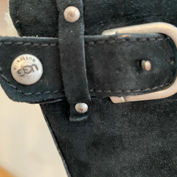UGGS Side Zipper Suede Boots, Shearling Lining, N 1912, Black, Women's Size 10 - Picture 5 of 15